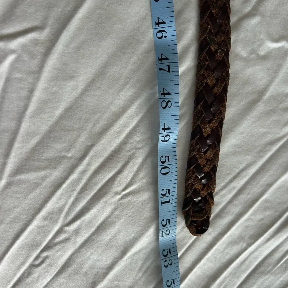 Men's Brown Multigrain Argentina Cowhide Braided Leather Belt Two Toned Size 44